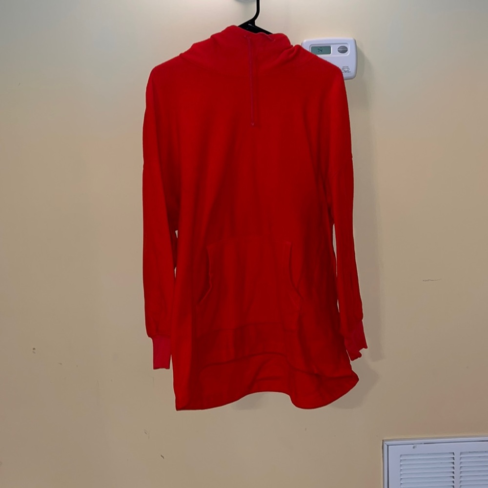 Red Oversized Fleece Hoodie